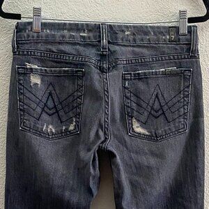 VTG Y2K 7 For All Mankind A-Pocket Flare Boot Cut Low Rise Distressed Jeans 27